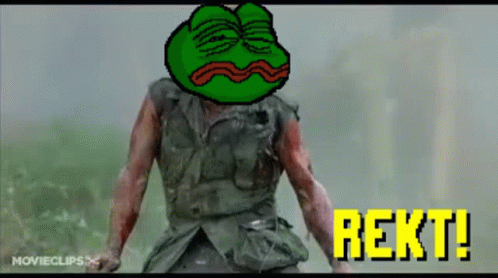 A Cartoon Of A Soldier With A Frog On His Head And The Words Rekt ! GIF