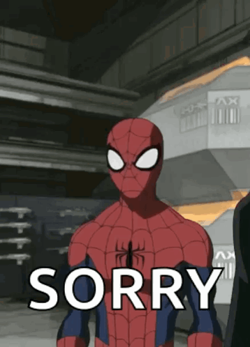A Cartoon Of A Spider Man Says Sorry GIF