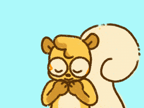 A Cartoon Of A Squirrel With Its Arms In The Air And The Sun Behind It GIF