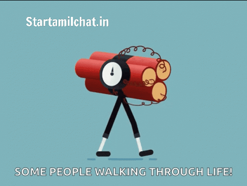 A Cartoon Of A Stick Figure Carrying A Bomb With The Words " Some People Walking Through Life " On The Bottom GIF