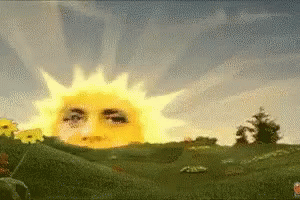 Cartoon Sun With Face In Field GIF