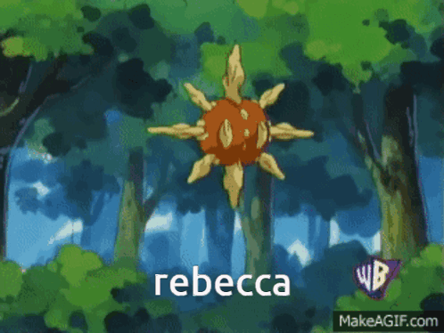 A Cartoon Of A Sun With The Name Rebecca On The Bottom GIF