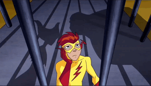 A Cartoon Of A Superhero With A Lightning Bolt On His Chest GIF