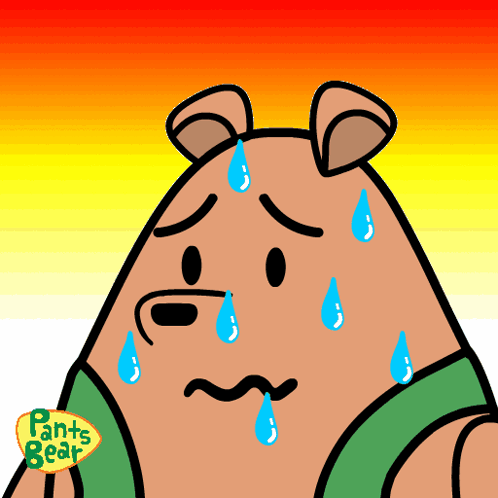 A Cartoon Of A Sweaty Bear With Pants Bear Written On The Bottom Right GIF