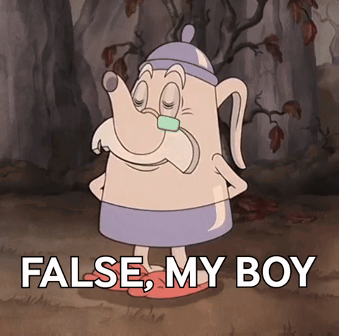 A Cartoon Of A Teapot With The Words False My Boy On The Bottom GIF