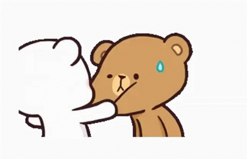 A Cartoon Of A Teddy Bear And A Cat Standing Next To Each Other . GIF