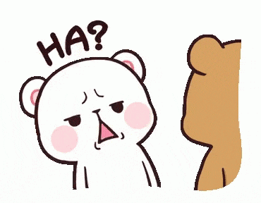 A Cartoon Of A Teddy Bear Asking Another Teddy Bear If He Is Ha ? GIF