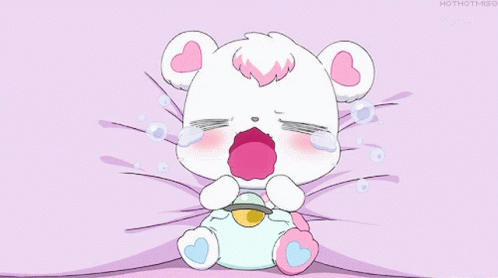 A Cartoon Of A Teddy Bear Crying With The Hashtag Hothotmiso GIF