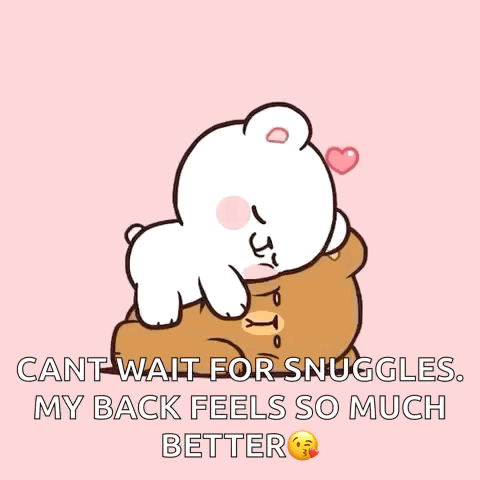 A Cartoon Of A Teddy Bear Hugging Another Teddy Bear On A Pink Background GIF
