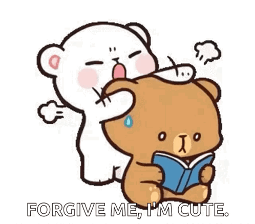 A Cartoon Of A Teddy Bear Hugging Another Teddy Bear While Holding A Book . GIF