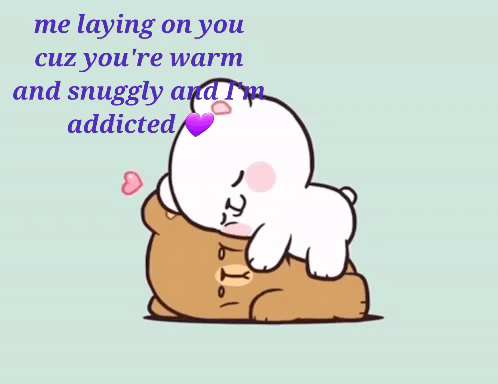 A Cartoon Of A Teddy Bear Laying On Top Of Another Teddy Bear With The Words Me Laying On You GIF