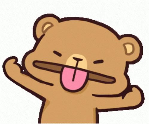 A Cartoon Of A Teddy Bear Sticking Out His Tongue GIF