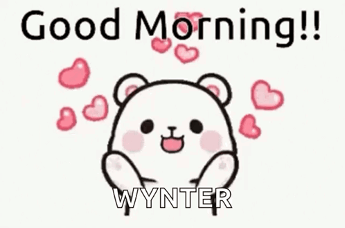 A Cartoon Of A Teddy Bear Surrounded By Hearts And The Words `` Good Morning ! `` GIF