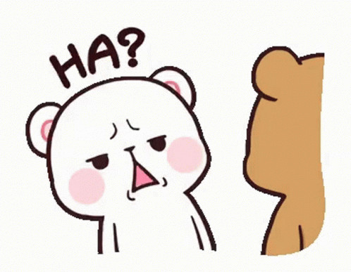 A Cartoon Of A Teddy Bear Talking To Another Teddy Bear With The Words `` Ha '' Written On It . GIF