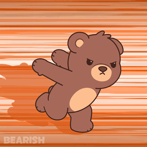 A Cartoon Of A Teddy Bear With The Word Bearish On The Bottom Right GIF
