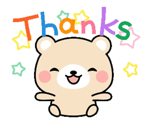 A Cartoon Of A Teddy Bear With The Word Thanks Written Above It GIF