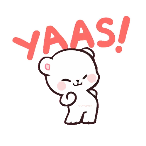 a cartoon of a teddy bear with the word yaas written above it