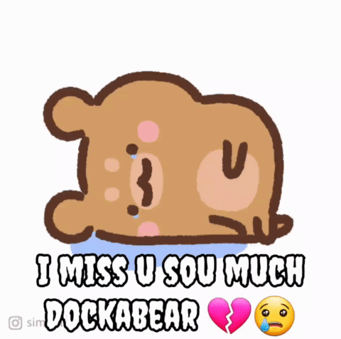 A Cartoon Of A Teddy Bear With The Words I Miss U Sou Much Dockabear GIF