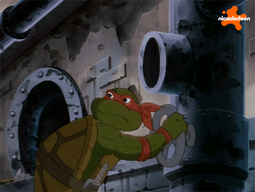 A Cartoon Of A Teenage Mutant Ninja Turtle With A Nickelodeon Logo GIF