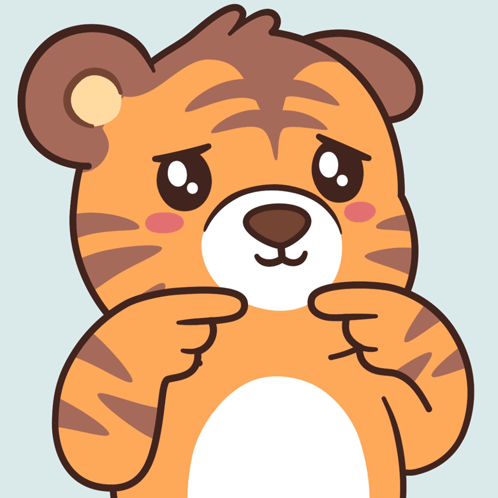 A Cartoon Of A Tiger With A Sad Look On Its Face GIF