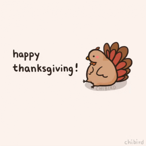A Cartoon Of A Turkey With The Words Happy Thanksgiving GIF