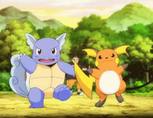 Cartoon Turtle And Orange Pokémon GIF