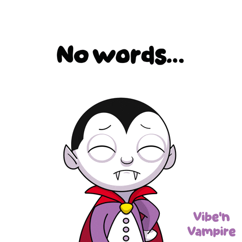 A Cartoon Of A Vampire Covering His Face With His Hand And The Words No Words Below Him GIF