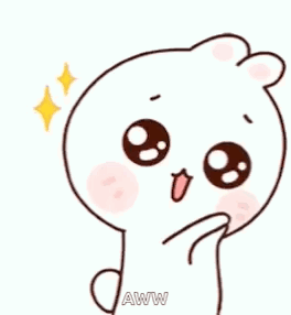 A Cartoon Of A White Bear With Big Eyes And A Pink Nose . GIF