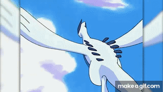 A Cartoon Of A White Bird Flying In The Sky With The Words Make A Gif.com At The Bottom GIF