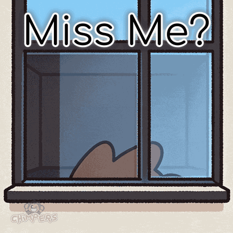 A Cartoon Of A Window With The Words " Miss Me " Written On It GIF
