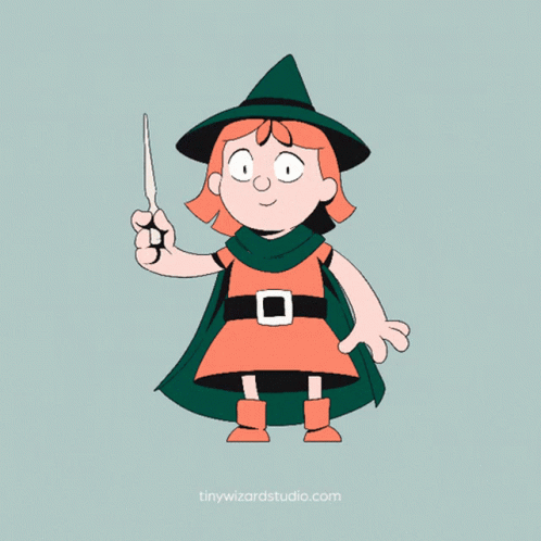 A Cartoon Of A Wizard Holding A Wand Surrounded By Gifts GIF