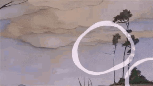 A Cartoon Of A Wizard Standing Next To A Tree Holding A Staff GIF