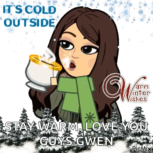 A Cartoon Of A Woman Drinking A Cup Of Hot Chocolate GIF