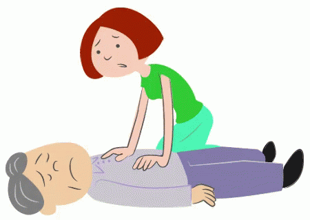 A Cartoon Of A Woman Helping A Man Who Is Laying On The Ground GIF