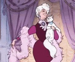 A Cartoon Of A Woman Holding A Cat In Her Arms GIF