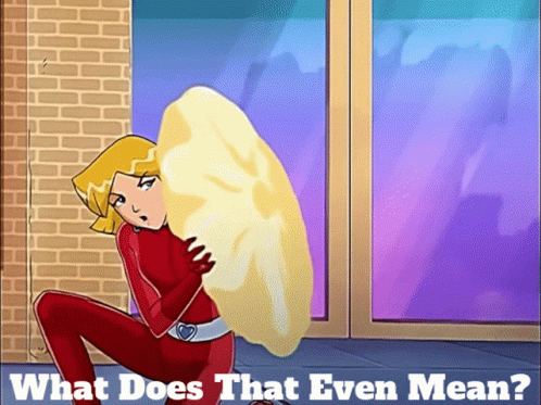 A Cartoon Of A Woman Holding A Pillow With The Words What Does That Even Mean GIF
