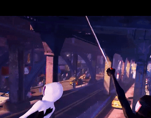 A Cartoon Of A Woman Holding A Spider Web In Her Hand GIF