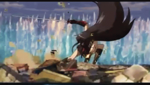 A Cartoon Of A Woman Holding A Sword In Her Hand GIF