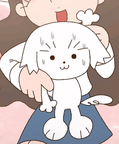 A Cartoon Of A Woman Holding A White Dog GIF