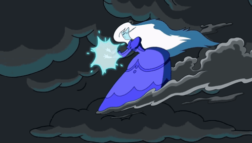 A Cartoon Of A Woman In A Blue Dress With A Crown On Her Head GIF