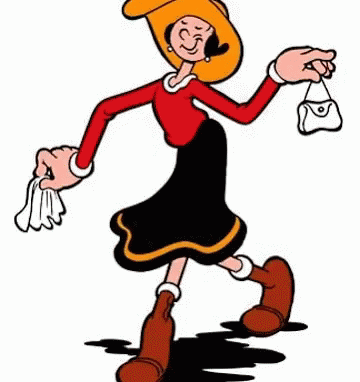 A Cartoon Of A Woman In A Hat Holding A Purse And A Napkin . GIF