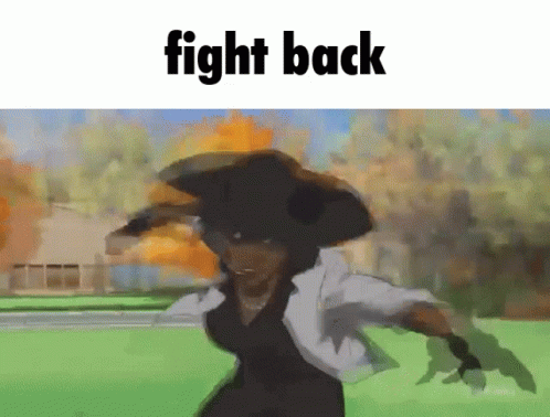 A Cartoon Of A Woman In A Hat With The Words Fight Back Below Her GIF