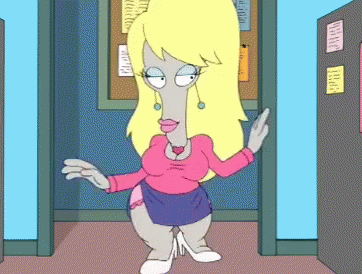 Cartoon Woman In Pink Shirt And Purple Skirt GIF