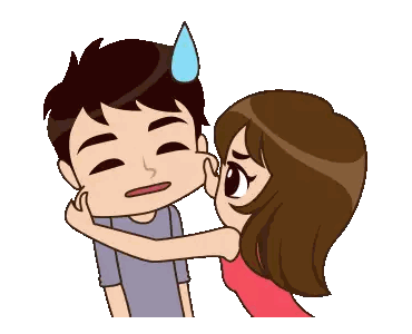 a cartoon of a woman kissing a man 's cheek