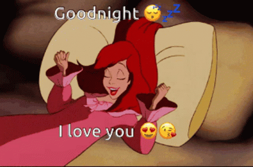 A Cartoon Of A Woman Laying On A Bed With The Words Goodnight I Love You GIF