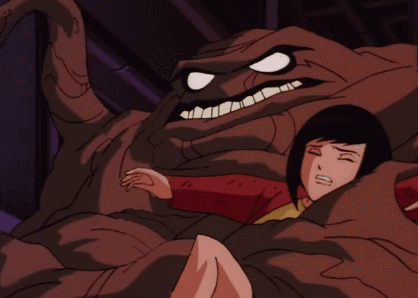 A Cartoon Of A Woman Laying On A Monster GIF