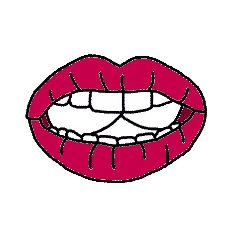 a cartoon of a woman 's lips with the words `` no pro '' written around it .