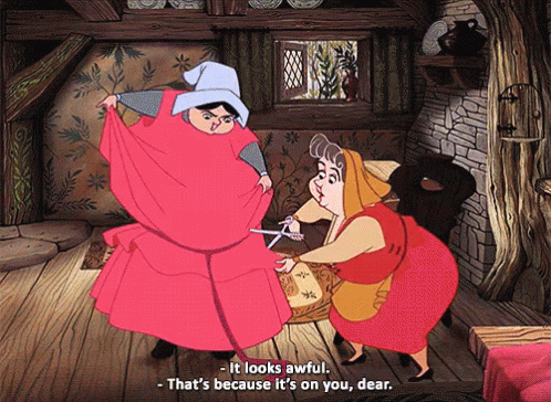 A Cartoon Of A Woman Saying " It Looks Awful " GIF