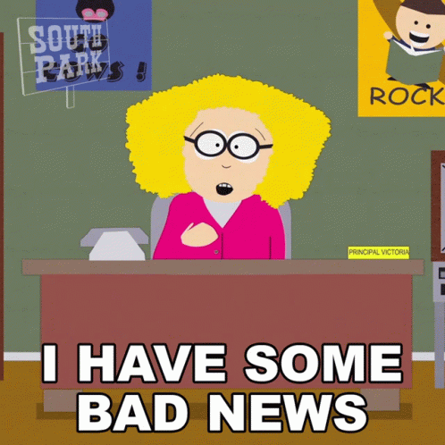 Cartoon Woman Sitting At Desk Saying I Have Some Bad News GIF