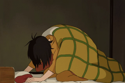 A Cartoon Of A Woman Sitting On A Bed GIF